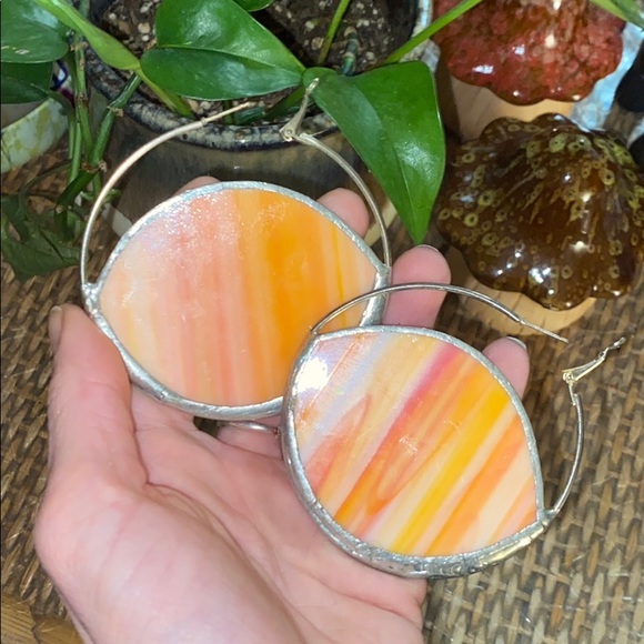 Psychedelic Vintage Inspired Stained Glass Hoops - Picture 6 of 6